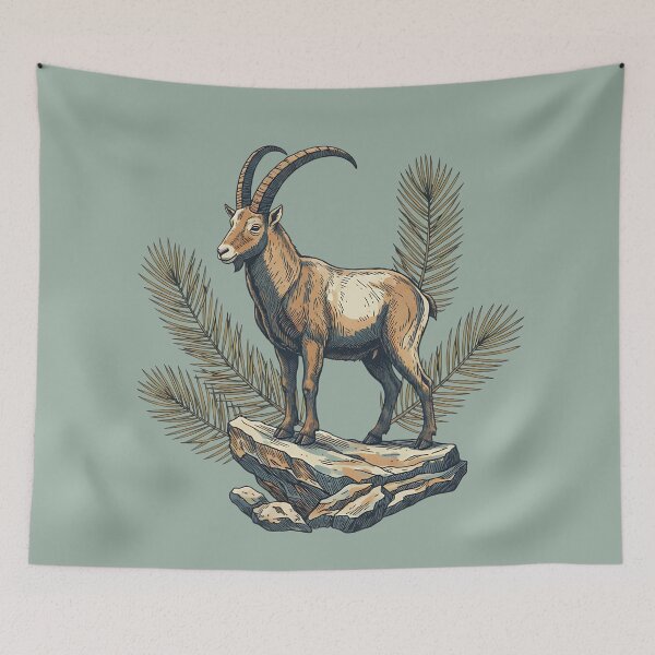 Item preview, Alpine Ibex Ram Standing on High Rock Ledge designed and sold by BirdsnStuff.