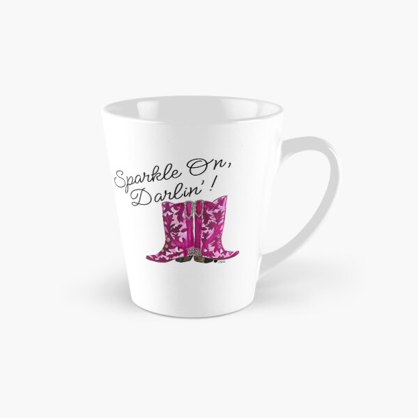 Artikelvorschau, Glitzer weiter, Liebling! Aquarellmalerei von zweifarbigen rosa Cowboystiefeln entworfen und verkauft von Lola Jay Designs.