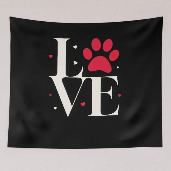 Item preview, “Love” with Cat Paw as O Surrounded by Hearts – Cute Illustration designed and sold by T-Chou.