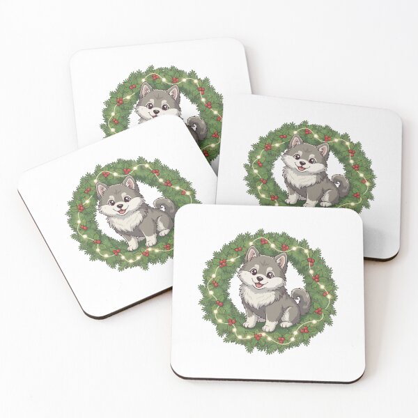 Item preview, Cute Keeshond Puppy in Christmas Wreath - Christmas Dog Lover designed and sold by The Real Life Symphony.