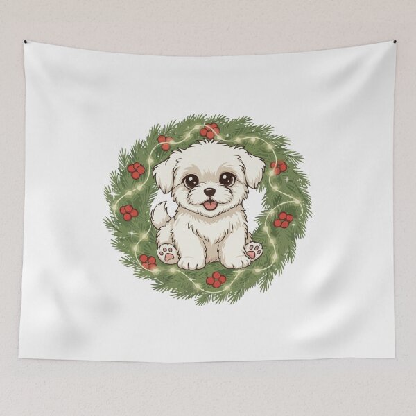 Item preview, Cute Maltese Puppy in Christmas Wreath - Christmas Dog Lover designed and sold by The Real Life Symphony.