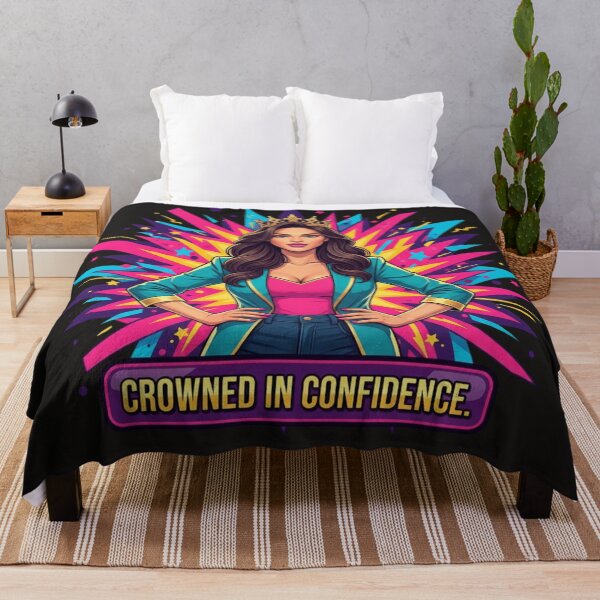 Item preview, CROWNED IN CONFIDENCE. | Pop Art Queen Statement - Teal Blazer & Vibrant Energy Design designed and sold by BoldBloomArt.