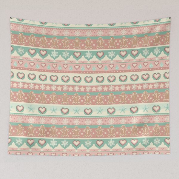 Item preview, Pastel Gingerbread & Hearts Christmas Pattern designed and sold by Cherry Dreams.