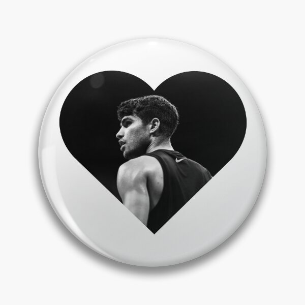 Item preview, Black & White Carlos Alcaraz Heart Portrait designed and sold by MegaTrendShop.