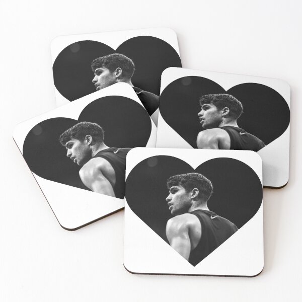 Item preview, Black & White Carlos Alcaraz Heart Portrait designed and sold by MegaTrendShop.