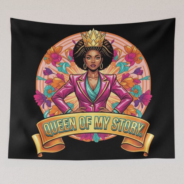 Item preview, QUEEN OF MY STORY. | Crown & Floral Power Statement - Empowering Pink Blazer Design designed and sold by BoldBloomArt.