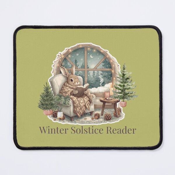 Item preview, Cute Rabbit Reading - Cozy Winter Solstice Reader Aesthetic Design designed and sold by KaBaRen.