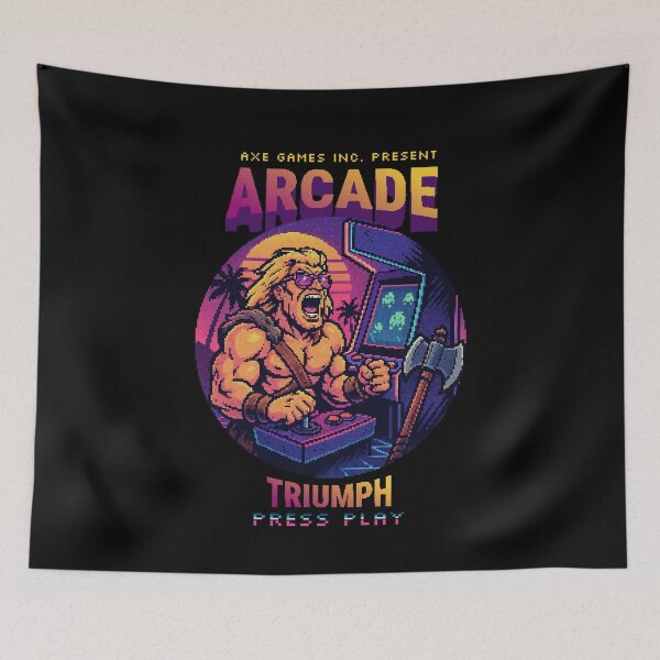 Item preview, Arcade Triumph – Retro Pixel Barbarian Gamer Illustration designed and sold by drawlinershop.