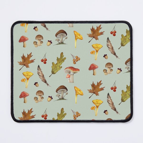 Item preview, Fall foilage mushrooms, and berries in watercolor designed and sold by Tarot and Trinkets.