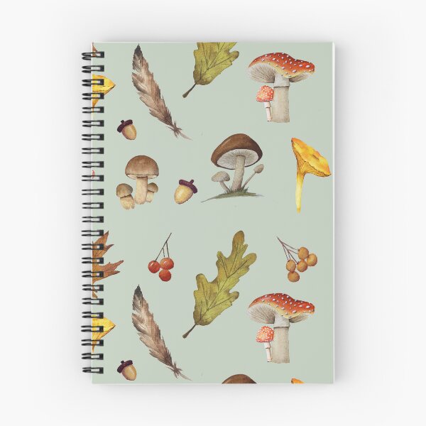 Item preview, Fall foilage mushrooms, and berries in watercolor designed and sold by Tarot and Trinkets.
