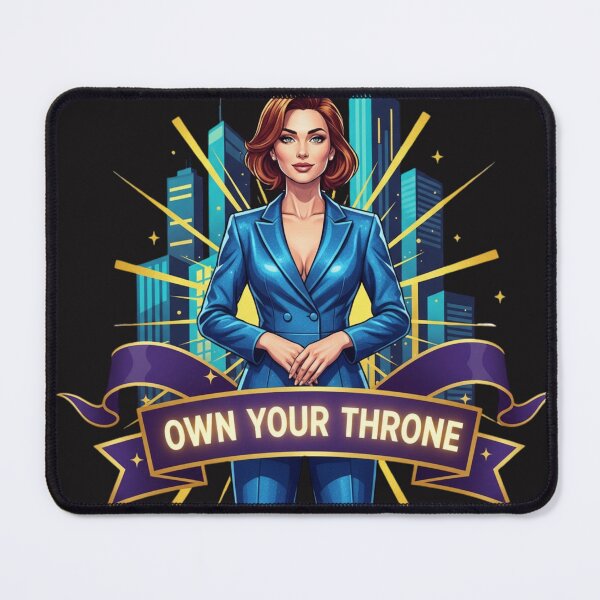 Item preview, OWN YOUR THRONE. | Corporate Power Woman & City Skyline Design - Blue Suit Statement designed and sold by BoldBloomArt.