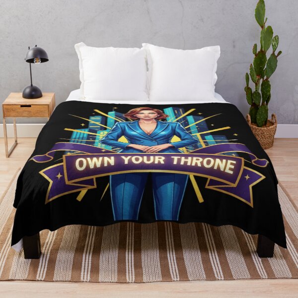 Item preview, OWN YOUR THRONE. | Corporate Power Woman & City Skyline Design - Blue Suit Statement designed and sold by BoldBloomArt.