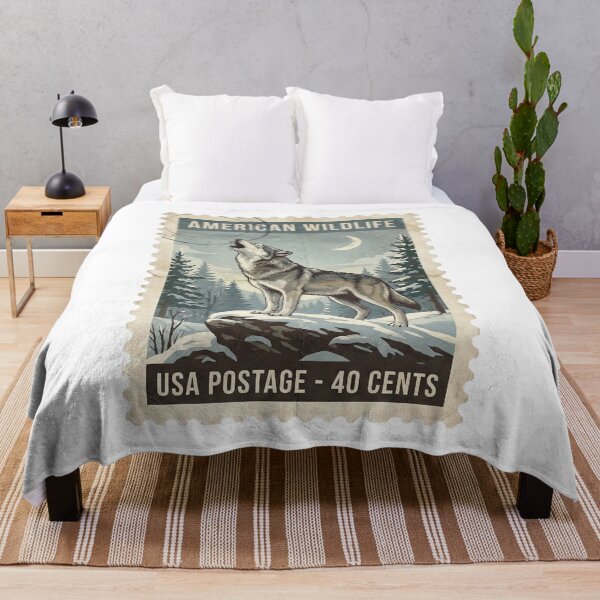 Item preview, Vintage Howling Wolf Stamp Retro Art designed and sold by EverBranz-stor.