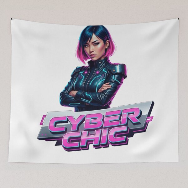 Artikelvorschau, CYBER CHIC. | Futuristic Tech Style Statement - Neon Pink and Blue Design for Modern Women entworfen und verkauft von BoldBloomArt.