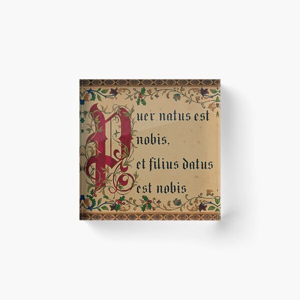 Item preview, Puer natus est nobis. Christmas day introit in medieval font and decoration. designed and sold by WatercolourLily.