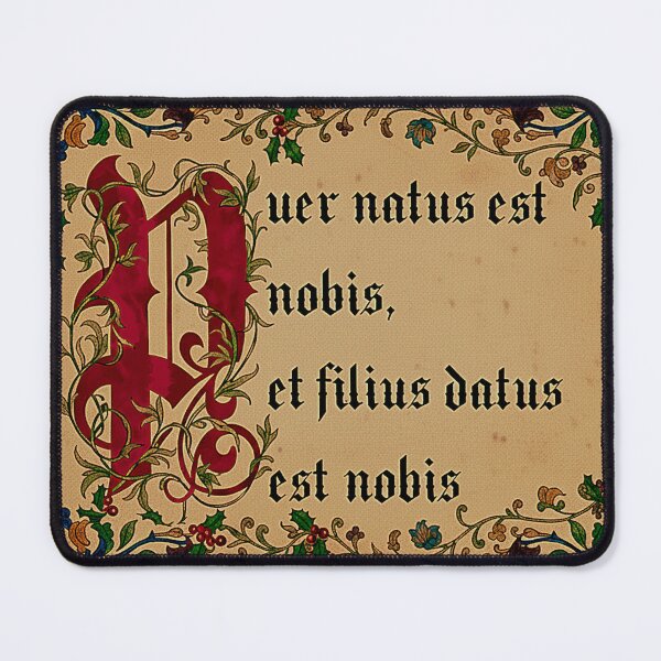 Item preview, Puer natus est nobis. Christmas day introit in medieval font and decoration. designed and sold by WatercolourLily.