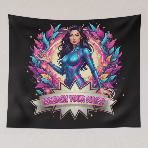 Artikelvorschau, UNLEASH YOUR MAGIC. | Floral Superhero Pop Art Design - Vibrant Empowerment Statement entworfen und verkauft von BoldBloomArt.