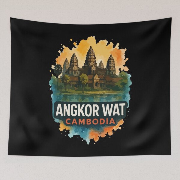 Item preview, Angkor Wat Cambodia Watercolor Travel designed and sold by TomFrontierArt.