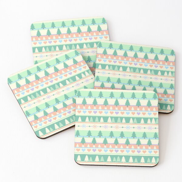 Item preview, Pastel Forest & Hearts Christmas Pattern designed and sold by Cherry Dreams.