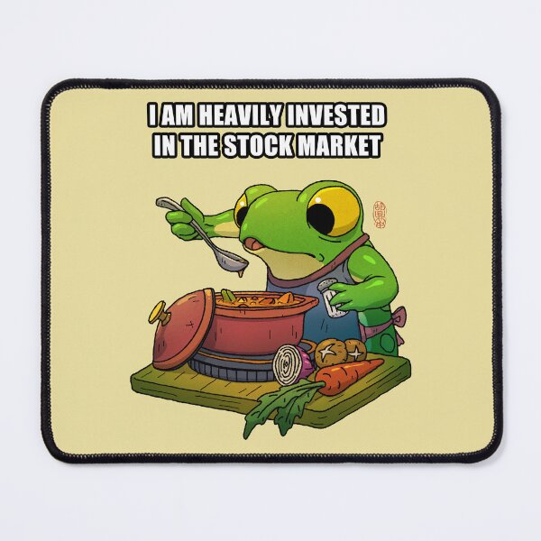 Item preview, Funny Frog Cooking Pun – “Heavily Invested in the Stock Market” Soup Stock Meme designed and sold by DingHuArt.