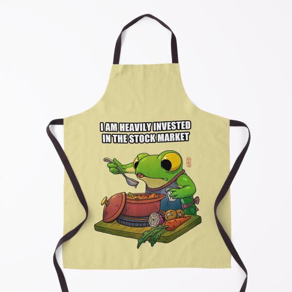 Item preview, Funny Frog Cooking Pun – “Heavily Invested in the Stock Market” Soup Stock Meme designed and sold by DingHuArt.