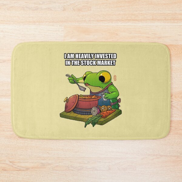 Item preview, Funny Frog Cooking Pun – “Heavily Invested in the Stock Market” Soup Stock Meme designed and sold by DingHuArt.