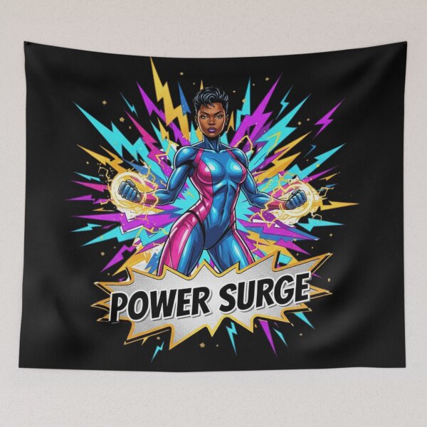 Artikelvorschau, POWER SURGE. | Electric Energy & Female Superhero Statement - Pop Art Comic Style entworfen und verkauft von BoldBloomArt.