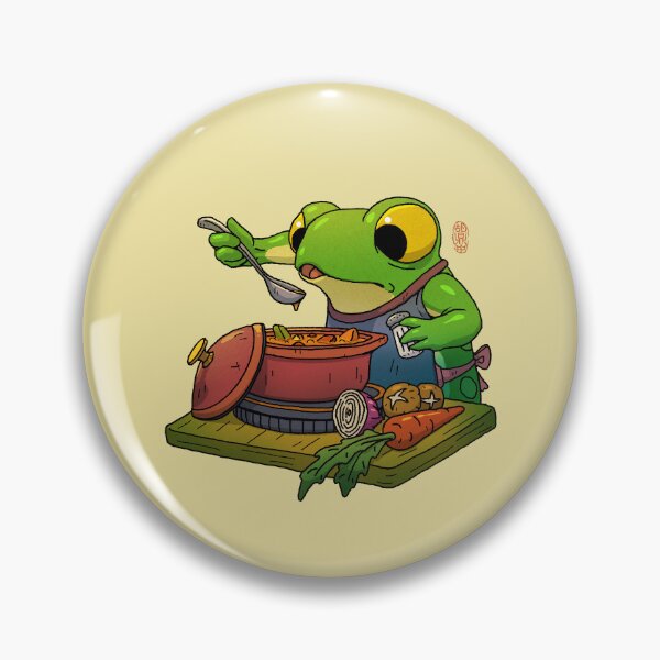Item preview, cute frog cooking stew soup stock artwork drawing designed and sold by DingHuArt.