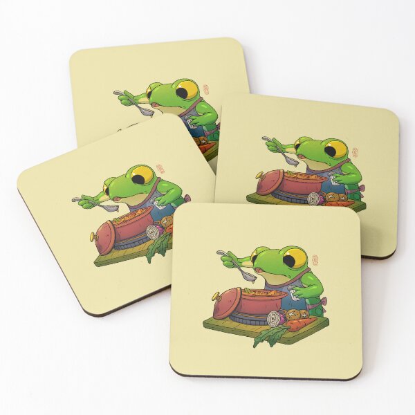 Item preview, cute frog cooking stew soup stock artwork drawing designed and sold by DingHuArt.