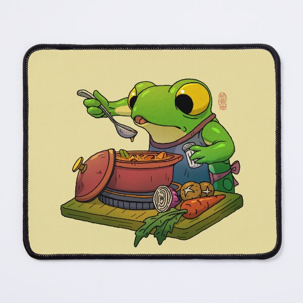 Item preview, cute frog cooking stew soup stock artwork drawing designed and sold by DingHuArt.