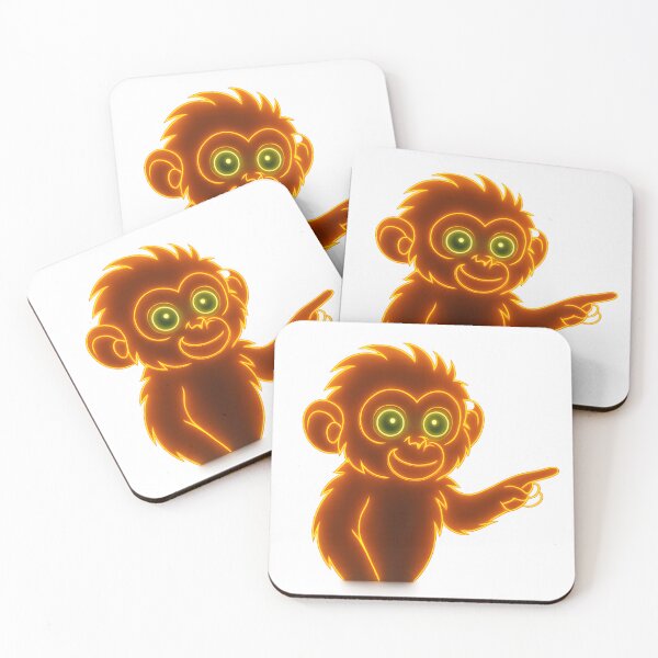 Item preview, Neon Monkey Glow – Cute Orange Mascot Art designed and sold by UmniTok.