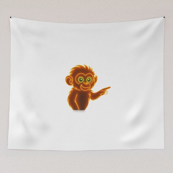 Item preview, Neon Monkey Glow – Cute Orange Mascot Art designed and sold by UmniTok.