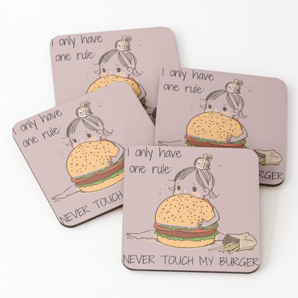 Item preview, Girl Hugging Giant Burger - "Never Touch My Burger" Funny Foodie Art designed and sold by KaBaRen.