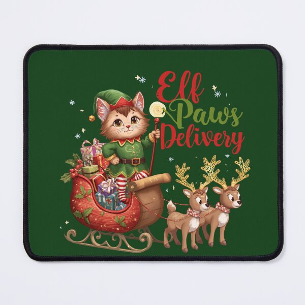Item preview, Elf Cat Christmas Delivery – Cute Holiday Cat Art with Reindeer | Perfect Christmas Gift for Cat Lovers designed and sold by koolandthecat.
