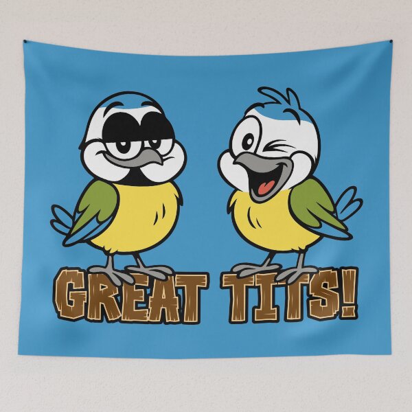 Item preview, Funny Bird Pun – “Great Tits!” Cartoon Blue Tit Design designed and sold by Tism Island.