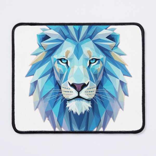 Item preview, geometric lion, low poly, blue, illustration designed and sold by Klamat1984.
