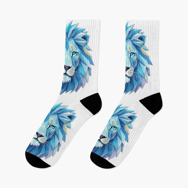 Item preview, geometric lion, low poly, blue, illustration designed and sold by Klamat1984.
