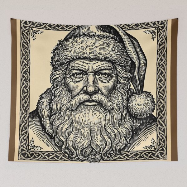 Item preview, Vintage Engraving Santa Claus Portrait with Celtic Knot Border designed and sold by VibeNationArt.