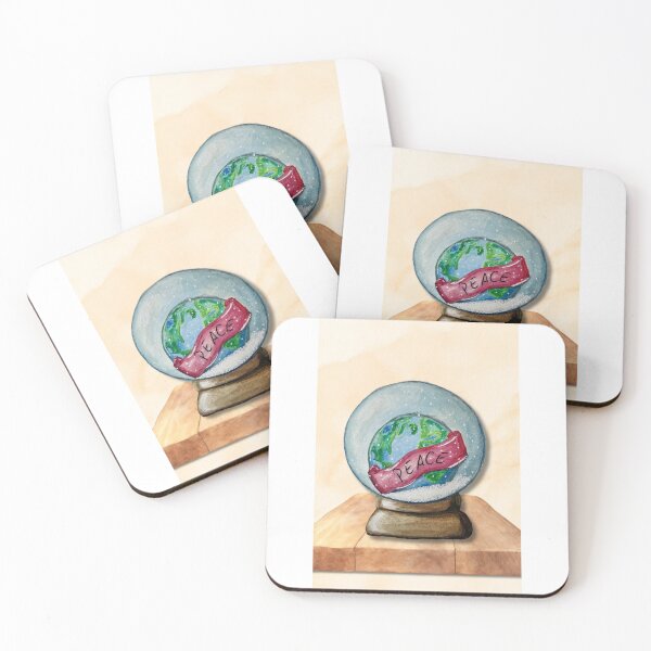 Item preview, PEACE Snow Globe — Whimsical Watercolor Earth Holiday Art designed and sold by The Baroque Brush.