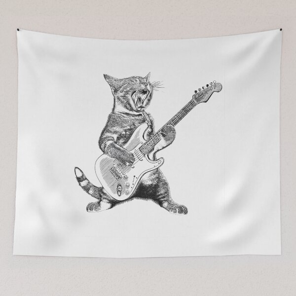 Item preview, Cat Playing Guitar Rock and Roll Men Women Kid designed and sold by moabeArtistic.