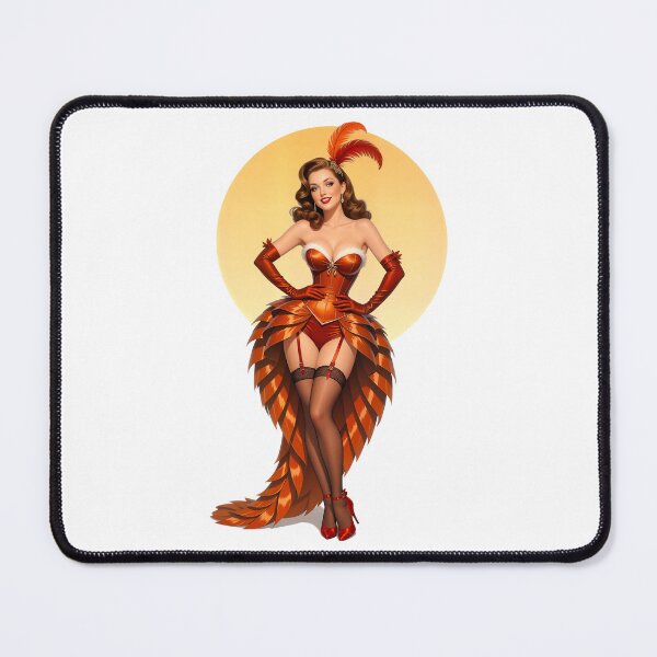 Item preview, Thanksgiving Turkey Showgirl Pinup — Retro Burlesque Feather Costume Art designed and sold by Lightning-Lace.