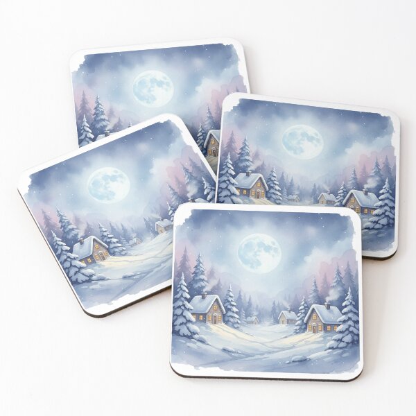 Item preview, Dreamy Watercolor Winter Scene | Hand-Painted Cozy Christmas Art designed and sold by Thaliandra.