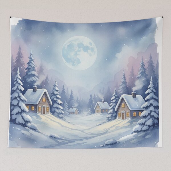 Item preview, Dreamy Watercolor Winter Scene | Hand-Painted Cozy Christmas Art designed and sold by Thaliandra.