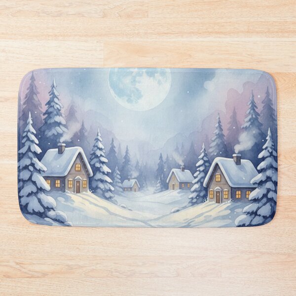 Item preview, Dreamy Watercolor Winter Scene | Hand-Painted Cozy Christmas Art designed and sold by Thaliandra.