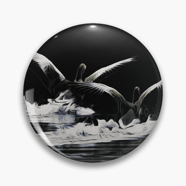 Artikelvorschau, Zwei Gänse auf dem Teich – Anmut und Zweisamkeit im Moku Hanga Stil / Swiss Artwork Photography entworfen und verkauft von Raphael Wolf.