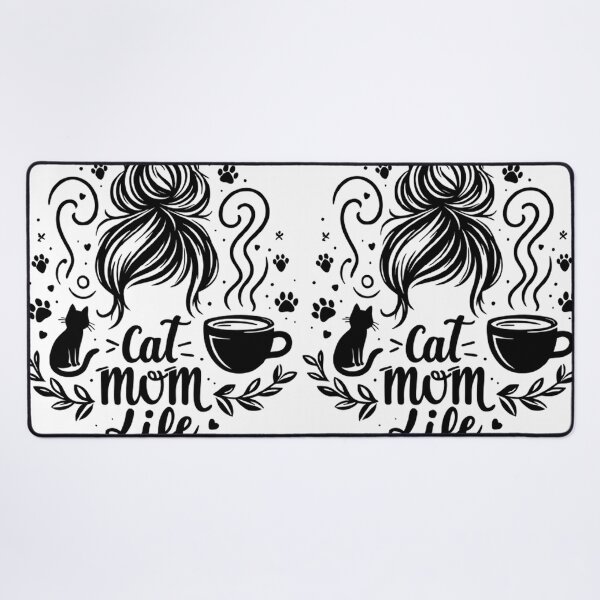 Item preview, Diseño de huella de pata de café con moño desordenado de Cat Mom Life designed and sold by DrawDrip.