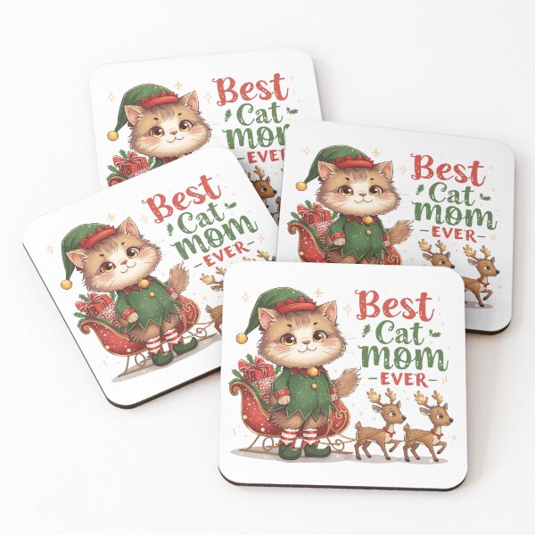 Item preview, Best Cat Mom Ever – Cute Christmas Elf Cat with Reindeer | Holiday Gift for Cat Moms designed and sold by koolandthecat.