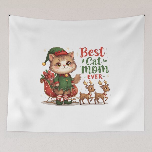 Item preview, Best Cat Mom Ever – Cute Christmas Elf Cat with Reindeer | Holiday Gift for Cat Moms designed and sold by koolandthecat.