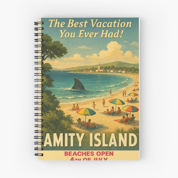 Item preview, Amity Island – “The Best Vacation You Ever Had!” Vintage Beach Travel Poster (Jaws Parody) designed and sold by DiamondSkyShirt.