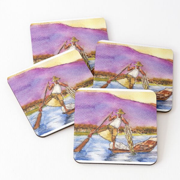 Item preview, Lake Burma Fisherman Dawn designed and sold by Randy Sprout Fine Art.